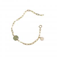 Jade Bracelets, 925 Sterling Silver, with Hetian Jade, plated, for woman Approx 6.3 Inch 