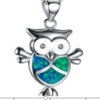 Copper Alloy Pendant, with Artificial Opal, Owl, mixed colors, 20-30mm 