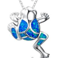Copper Alloy Pendant, with Artificial Opal, Frog, mixed colors, 20-35mm 