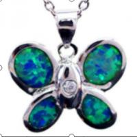 Copper Alloy Pendant, with Artificial Opal, Butterfly, mixed colors, 20-30mm 