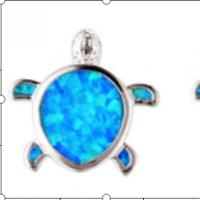 Copper Alloy Pendant, with Artificial Opal, Turtle, mixed colors, 20-30mm 