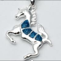 Copper Alloy Pendant, with Artificial Opal, Horse, mixed colors, 20-30mm 