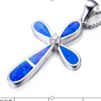 Copper Alloy Pendant, with Artificial Opal, Cross, mixed colors, 20-40mm 