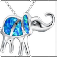 Copper Alloy Pendant, with Artificial Opal, Elephant, mixed colors, 20-40mm 