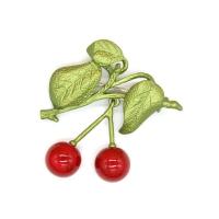 Zinc Alloy Jewelry Brooch, Cherry, stoving varnish, for woman, 48mm 