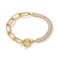 Cubic Zirconia Micro Pave Brass Bracelet, plated, Adjustable & micro pave cubic zirconia & for woman 