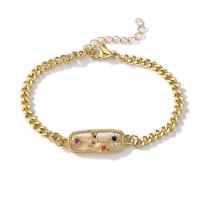 Cubic Zirconia Micro Pave Brass Bracelet, 18K gold plated & micro pave cubic zirconia & for woman Approx 6.69 Inch 