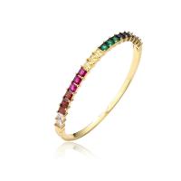 Brass Bangle, 18K gold plated, Adjustable & micro pave cubic zirconia & for woman 