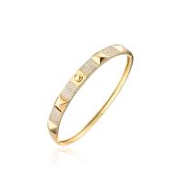 Brass Bangle, 18K gold plated, micro pave cubic zirconia & for woman, 60mm 