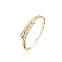 Brass Cuff Bangle, gold color plated, Adjustable & micro pave cubic zirconia & for woman, 60mm 