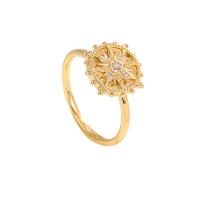 Brass Finger Ring, gold color plated, rotatable & micro pave cubic zirconia & for woman, 18mm 