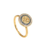 Brass Finger Ring, gold color plated, rotatable & micro pave cubic zirconia & for woman, 18mm 