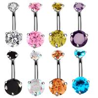 Stainless Steel Belly Ring, for woman & with cubic zirconia 5mm, 8mm, 10mm 