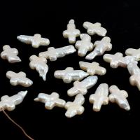 Natural Freshwater Pearl Loose Beads, Cross, DIY, white 