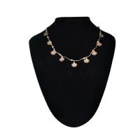 Rhinestone Brass Necklace, with 1.97Inch extender chain, Fan, plated, for woman & with rhinestone Approx 15.94 Inch 