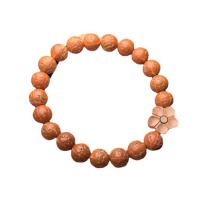 Bodhi Wood Beads Bracelet, with Peach Wood, Round, Unisex & anti-fatigue, brown, 9mm Approx 18 cm 