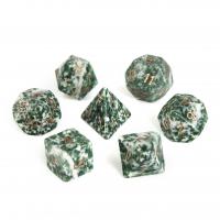 Green Spot Stone Dice, Carved green, 15-20mm 