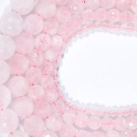 Natürliche Rosenquarz Perlen, rund, poliert, DIY & verschiedene Größen vorhanden & facettierte, Rosa, Länge:ca. 15.16 ZollInch, verkauft von Strang