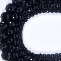 Natural Black Agate Beads, Round, polished, DIY & faceted, black Approx 15.16 Inch 