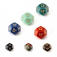 Gemstone Dice, 12 Signs of the Zodiac, Carved 