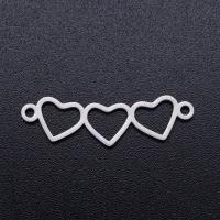 Stainless Steel Charm Connector, 201 Stainless Steel, Heart, Vacuum Ion Plating, fashion jewelry & polished & DIY & Unisex 