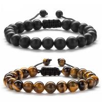 Gemstone Bracelets, Abrazine Stone, with Knot Cord & Tiger Eye, handmade, fashion jewelry & Unisex 8mm Approx 6.5-9.4 Inch 