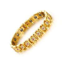 Edelstahl Armbänder, 304 Edelstahl, goldfarben plattiert, Modeschmuck & verschiedene Größen vorhanden & für Frau & mit Strass, goldfarben, 9.5mm,13mm, Länge:ca. 8.27 ZollInch, verkauft von PC