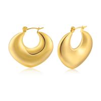 Stainless Steel Hoop Earring, 304 Stainless Steel, Heart, gold color plated, fashion jewelry & for woman, golden, 30mm 