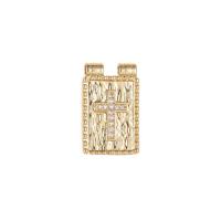 Cubic Zirconia Micro Pave Brass Connector, Rectangle, gold color plated, DIY & micro pave cubic zirconia & 1/1 loop 
