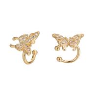 Brass, Butterfly, gold color plated, fashion jewelry & micro pave cubic zirconia, golden 