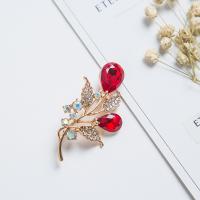 Rhinestone Zinc Alloy Brooch, with Crystal, Tulip, KC gold color plated, for woman & with rhinestone 
