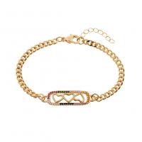 Cubic Zirconia Micro Pave Brass Bracelet, gold color plated, micro pave cubic zirconia & for woman Approx 7.08 Inch 