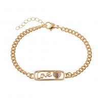 Cubic Zirconia Micro Pave Brass Bracelet, gold color plated, micro pave cubic zirconia & for woman Approx 7.08 Inch 