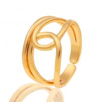 metal Anillo de dedo Cuff, chapado en color dorado, Ajustable & para mujer & hueco, 13x21mm, Vendido por UD