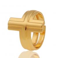 Латунь Открыть палец кольцо, плакирован золотом, Регулируемый & Женский продается PC