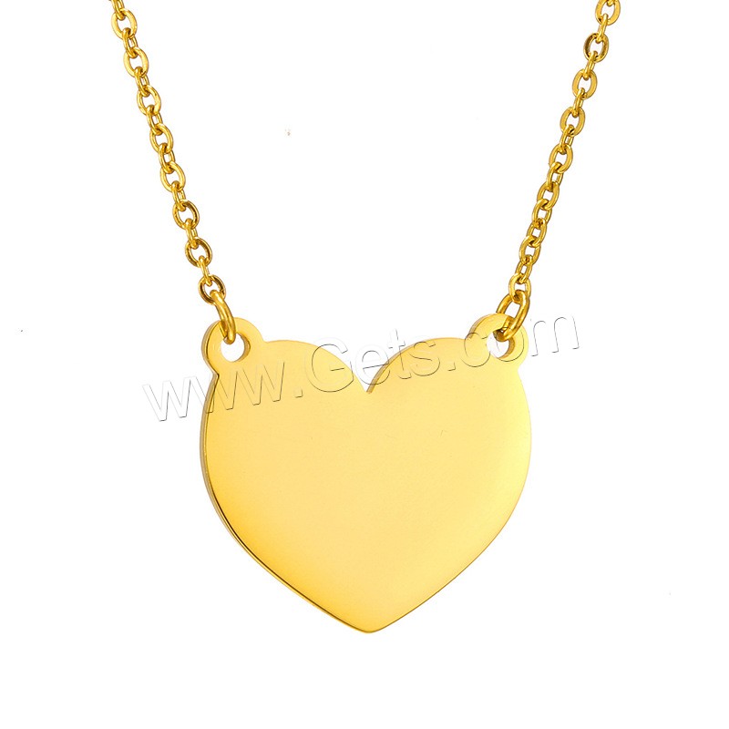 Stainless Steel Jewelry Necklace, 304 Stainless Steel, with 1.97inch extender chain, Heart, Vacuum Ion Plating, Each custom text must be less than 10 letters & fashion jewelry & Unisex, more colors for choice, Length:Approx 17.72 Inch, Sold By PC