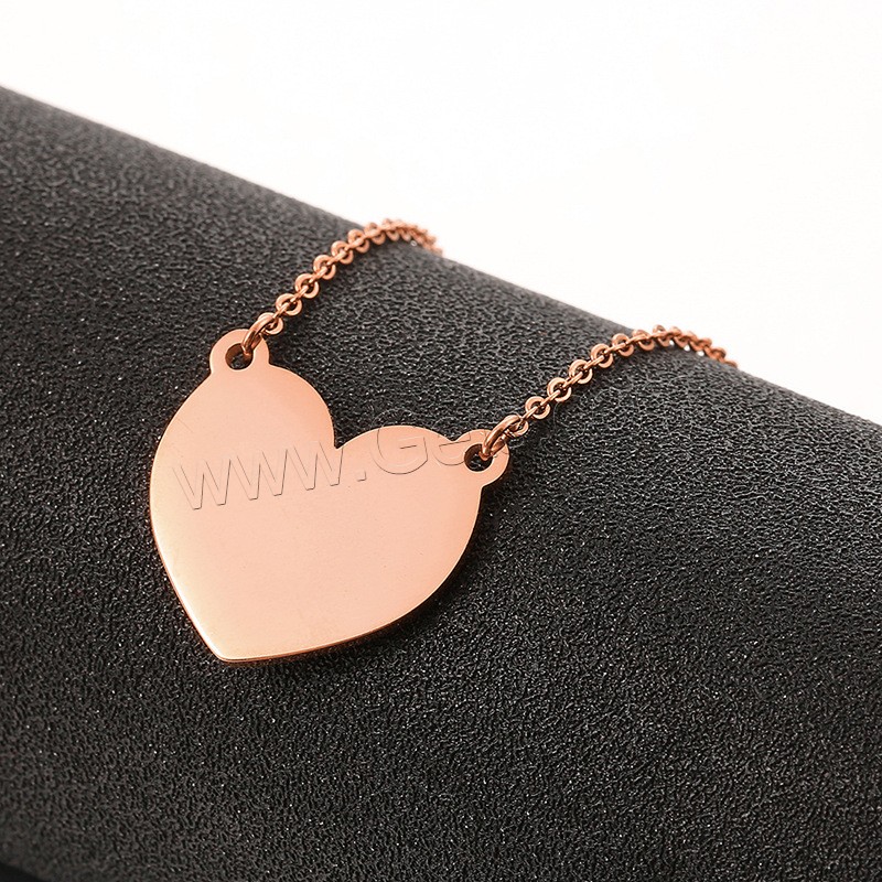 Stainless Steel Jewelry Necklace, 304 Stainless Steel, with 1.97inch extender chain, Heart, Vacuum Ion Plating, Each custom text must be less than 10 letters & fashion jewelry & Unisex, more colors for choice, Length:Approx 17.72 Inch, Sold By PC