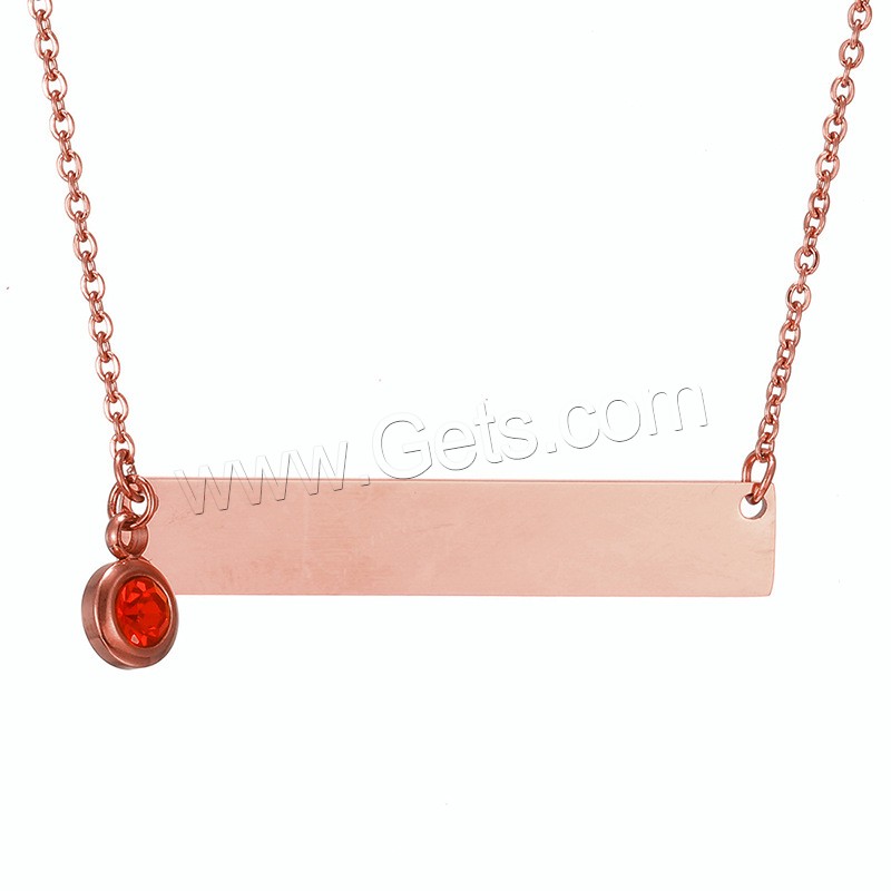 Stainless Steel Jewelry Necklace, 304 Stainless Steel, with 1.97inch extender chain, Vacuum Ion Plating, Each custom text must be less than 10 letters & fashion jewelry & Unisex & micro pave cubic zirconia, more colors for choice, Length:Approx 17.72 Inch, Sold By PC