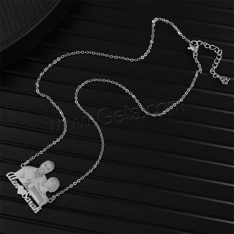 304 Stainless Steel Necklace, with 1.97inch extender chain, Vacuum Ion Plating, Each custom text must be less than 10 letters & fashion jewelry & Unisex, more colors for choice, Length:Approx 17.72 Inch, Sold By PC