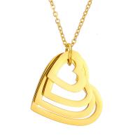 Stainless Steel Jewelry Necklace, 304 Stainless Steel, with 1.97inch extender chain, Heart, Vacuum Ion Plating, Each custom text must be less than 10 letters & fashion jewelry & Unisex & hollow Approx 17.72 Inch 