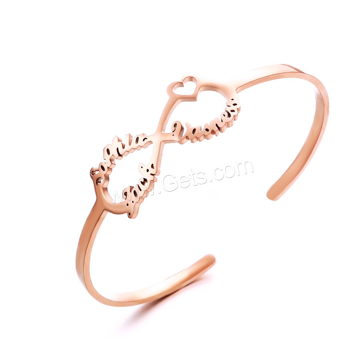 Stainless Steel Cuff Bangle, 304 Stainless Steel, Vacuum Ion Plating, Each custom text must be less than 10 letters & fashion jewelry & Unisex, more colors for choice, Inner Diameter:Approx 100mm, Sold By PC