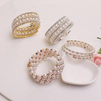 Rhinestone Zinc Alloy Bangle, with Plastic Pearl, fashion jewelry & for woman & with rhinestone Inner Approx 60mm 