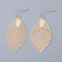 Brass Drop Earring, Leaf, gold color plated, fashion jewelry & for woman & hollow 
