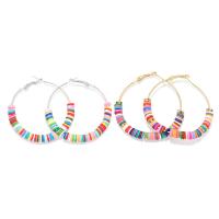 Zinc Alloy Hoop Earring, with Polymer Clay, fashion jewelry & for woman 50mm 