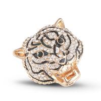 Rhinestone Brass Finger Ring, Leopard, fashion jewelry & Unisex & with rhinestone 