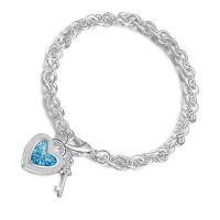 Cubic Zirconia Micro Pave Brass Bracelet, with Artificial Opal, Heart, real silver plated, anti-fatigue & micro pave cubic zirconia & for woman, silver color Approx 21 cm 