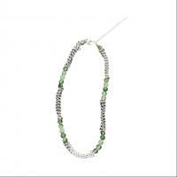 Malaysia Jade Halskette, 304 Edelstahl, mit Jade, 304 Edelstahl Karabinerverschluss, unisex, Silberfarbe, Länge:52 cm, verkauft von PC