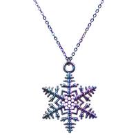 Zinc Alloy Necklace, zinc alloy lobster clasp, Snowflake, plated, Christmas jewelry & for woman, multi-colored cm 