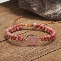 Родонит браслет, роданит, с розовый кварц, Сердце, регулируемый & Женский, Много цветов для выбора, длина:28 см, продается Strand