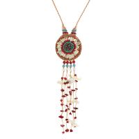 Collier de chaîne de chandail de mode, coquille, avec Seedbead & corde de cire & pierre gemme, Vintage & pour femme, couleurs mélangées Environ 80 cm, Vendu par PC